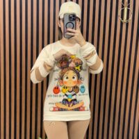 بلوز شلوار کرم طرح دختر فانتزی